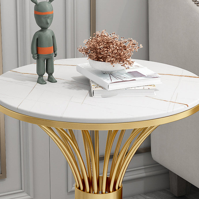 Metal Traditional Luxury Round Table 29.5"H Stone Top Dining Table with Pedestal Base