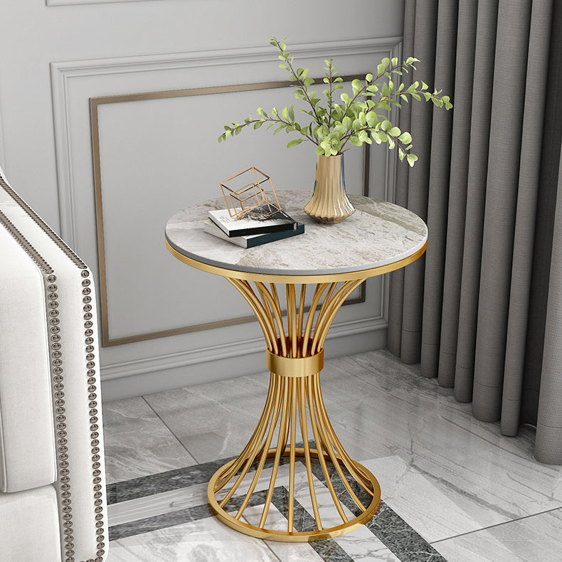 Metal Traditional Luxury Round Table 29.5"H Stone Top Dining Table with Pedestal Base