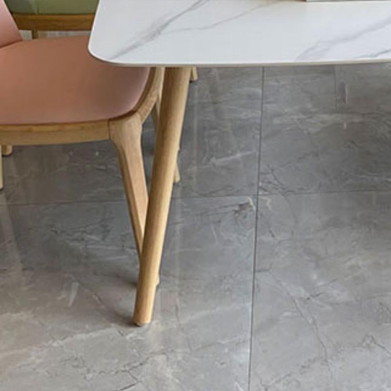 Modern Stone Top Dinner Table Natural Finish Legs Dinner Room Kitchen Table