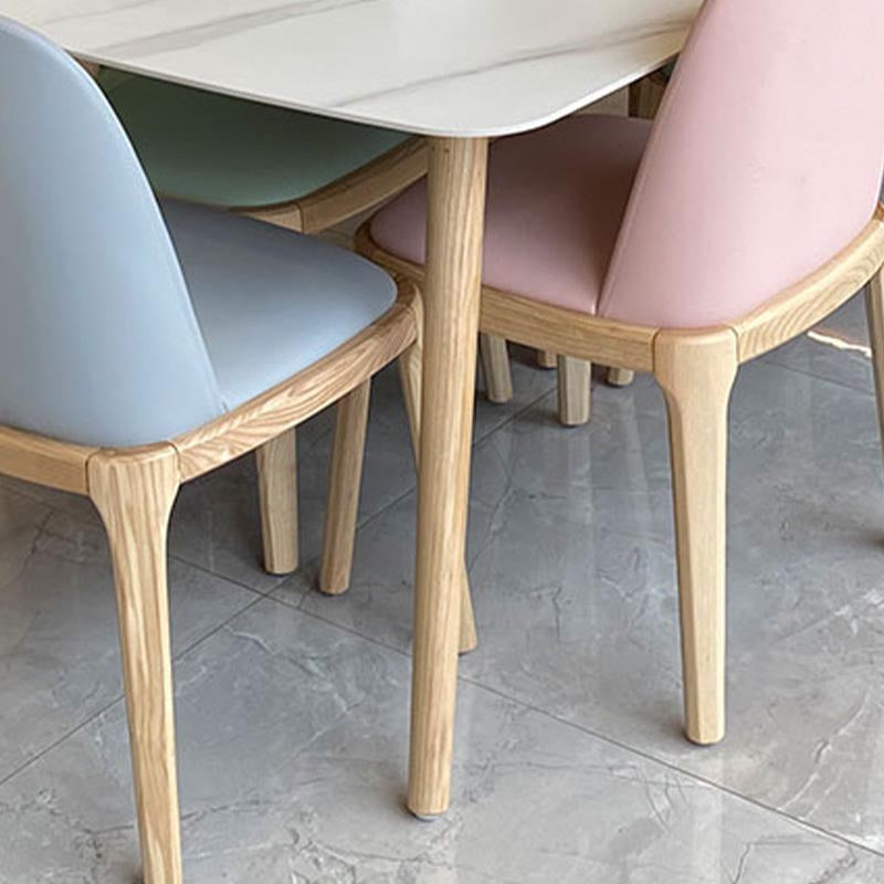 Modern Stone Top Dinner Table Natural Finish Legs Dinner Room Kitchen Table