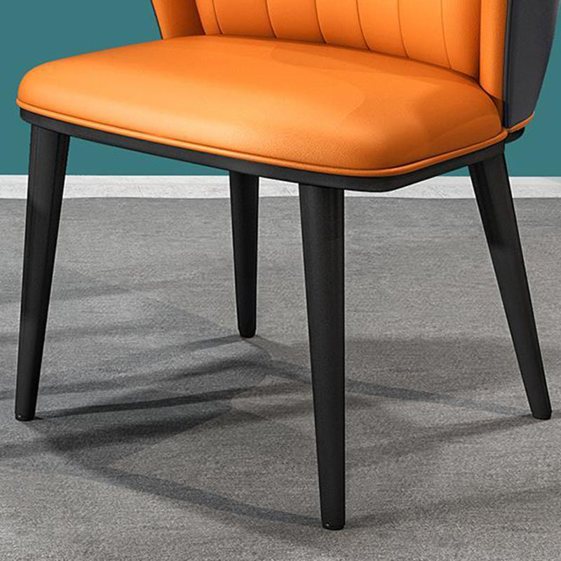 Modern Faux Leather Dining Chairs Wingback Armless Dining Side Chair