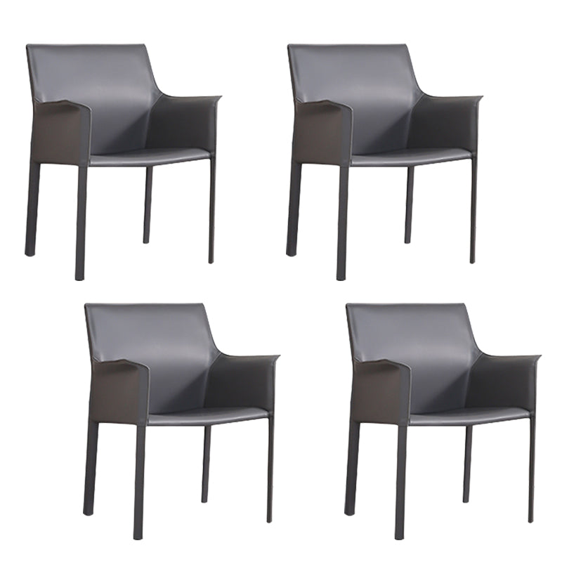 Modern Faux Leather Dining Chairs Solid Back Home Arm Side Chair