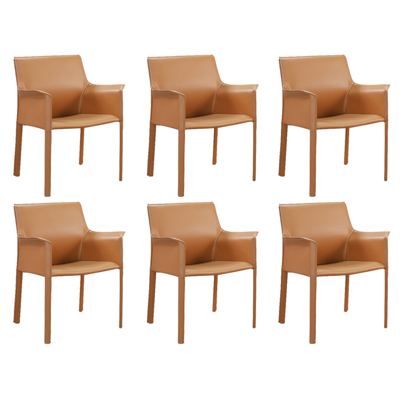 Modern Faux Leather Dining Chairs Solid Back Home Arm Side Chair
