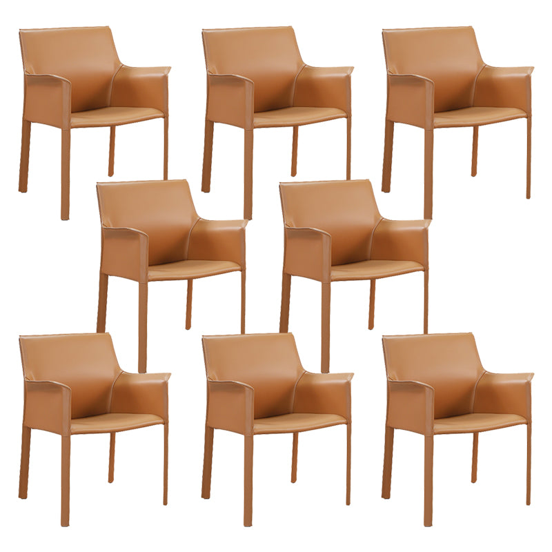 Modern Faux Leather Dining Chairs Solid Back Home Arm Side Chair