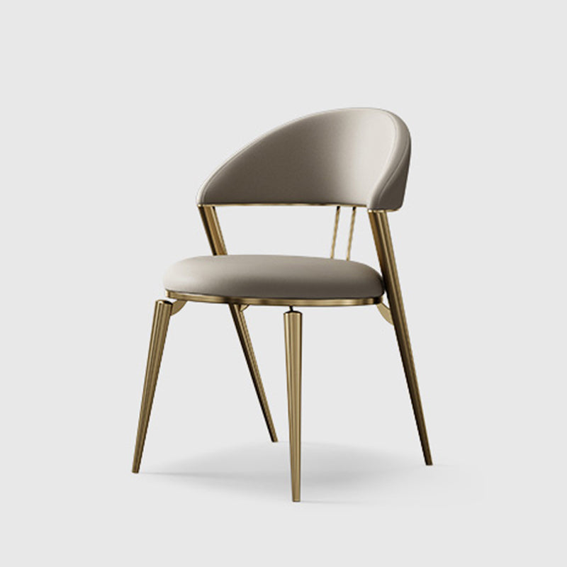 Glam Style Armless Dining Chairs Faux Leather Open Back Side Chair