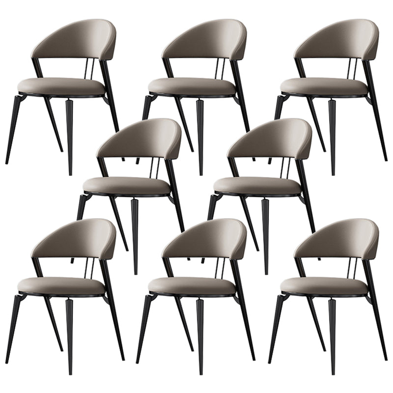 Glam Style Armless Dining Chairs Faux Leather Open Back Side Chair