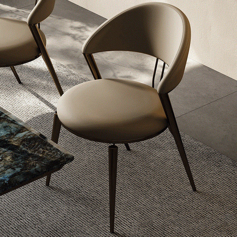 Glam Style Armless Dining Chairs Faux Leather Open Back Side Chair