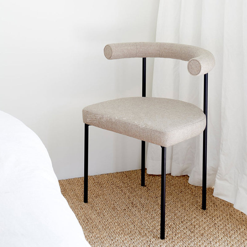 Black Iron Legs Dining Chairs Modern Armless Side Chair for Home