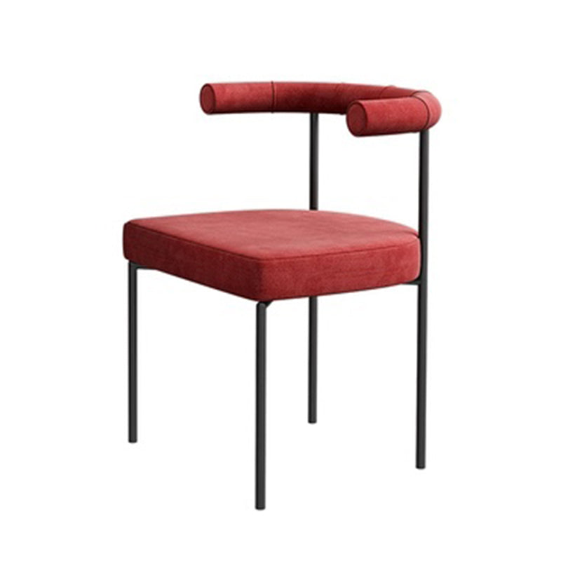 Black Iron Legs Dining Chairs Modern Armless Side Chair for Home