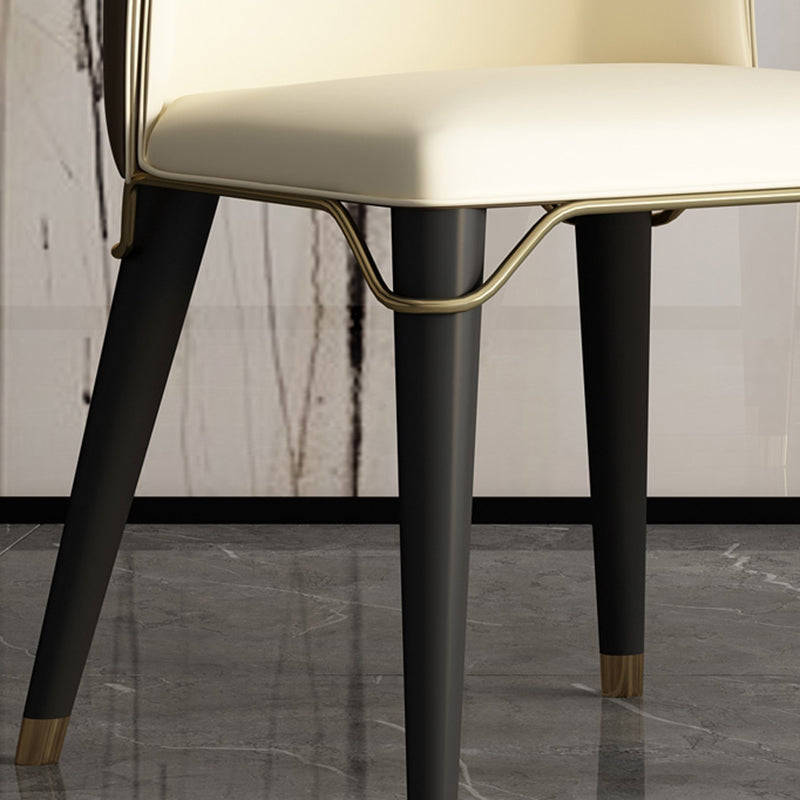 Contemporary Oak Wood Wingback Chair Matte Finish Faux Leather Chair with Black Legs