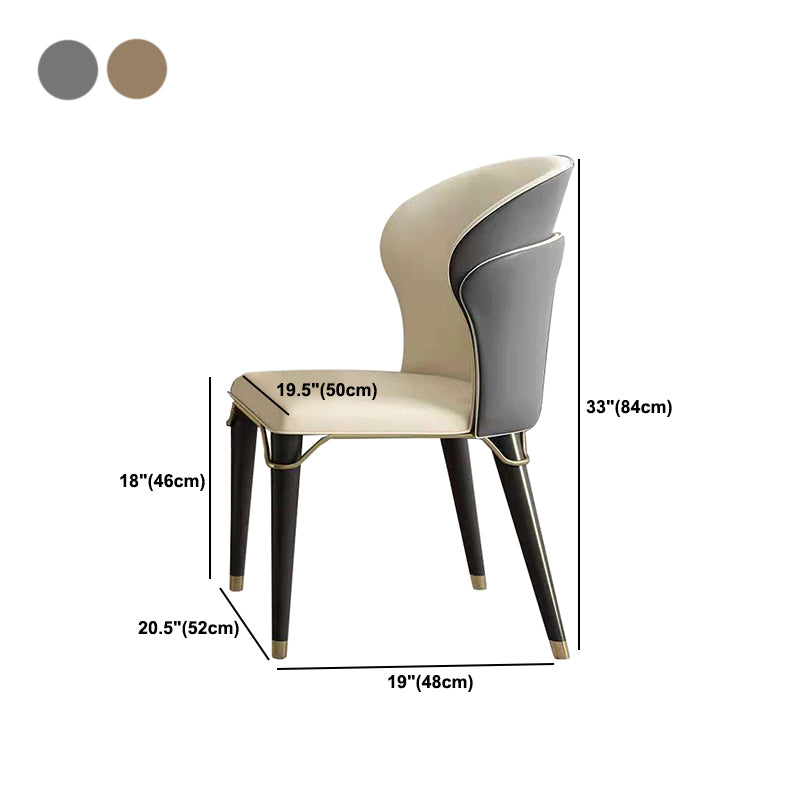 Contemporary Oak Wood Wingback Chair Matte Finish Faux Leather Chair with Black Legs