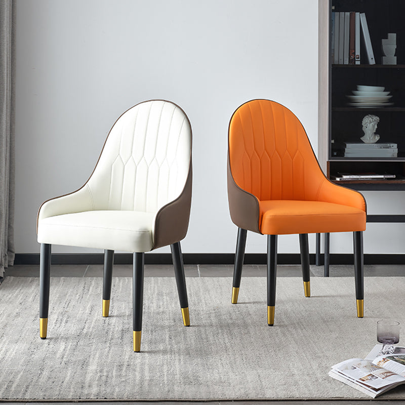 Glam Style Parsons Dining Chairs Faux Leather Armless Side Chair