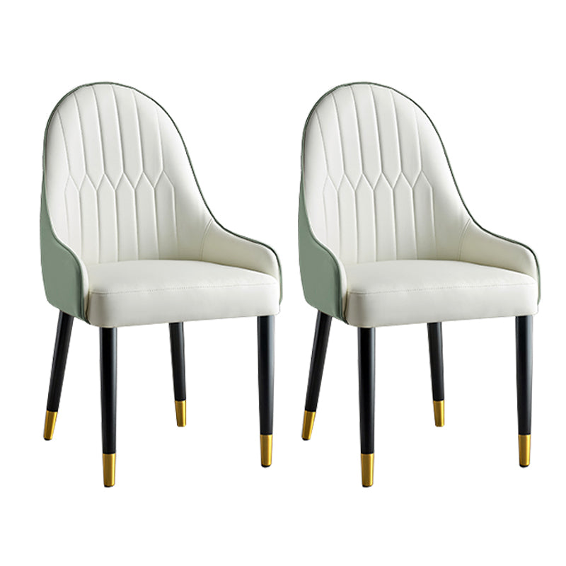 Glam Style Parsons Dining Chairs Faux Leather Armless Side Chair