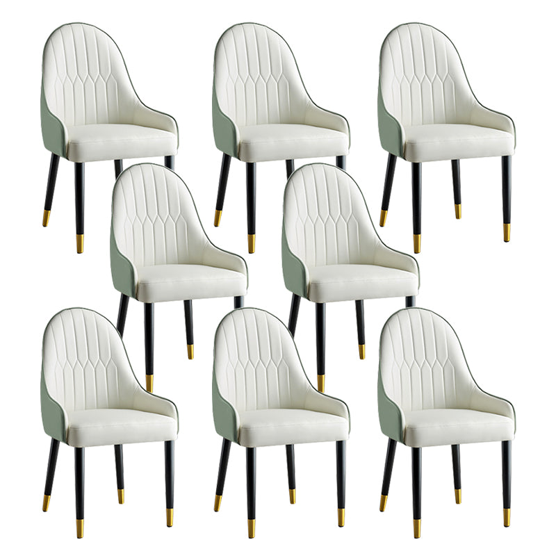 Glam Style Parsons Dining Chairs Faux Leather Armless Side Chair
