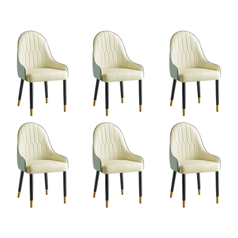 Glam Style Parsons Dining Chairs Faux Leather Armless Side Chair