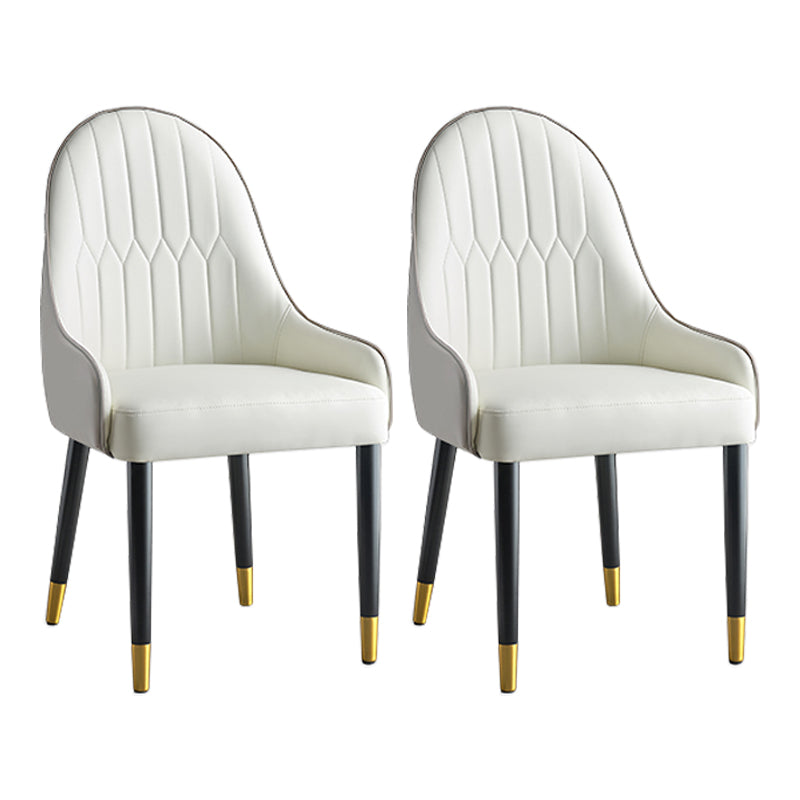 Glam Style Parsons Dining Chairs Faux Leather Armless Side Chair