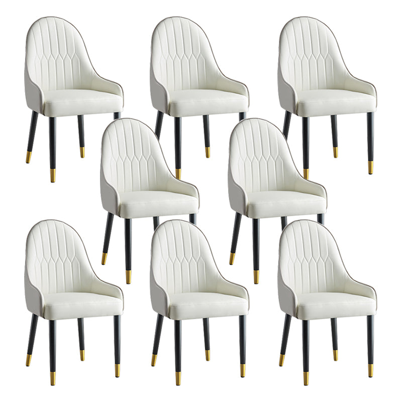 Glam Style Parsons Dining Chairs Faux Leather Armless Side Chair