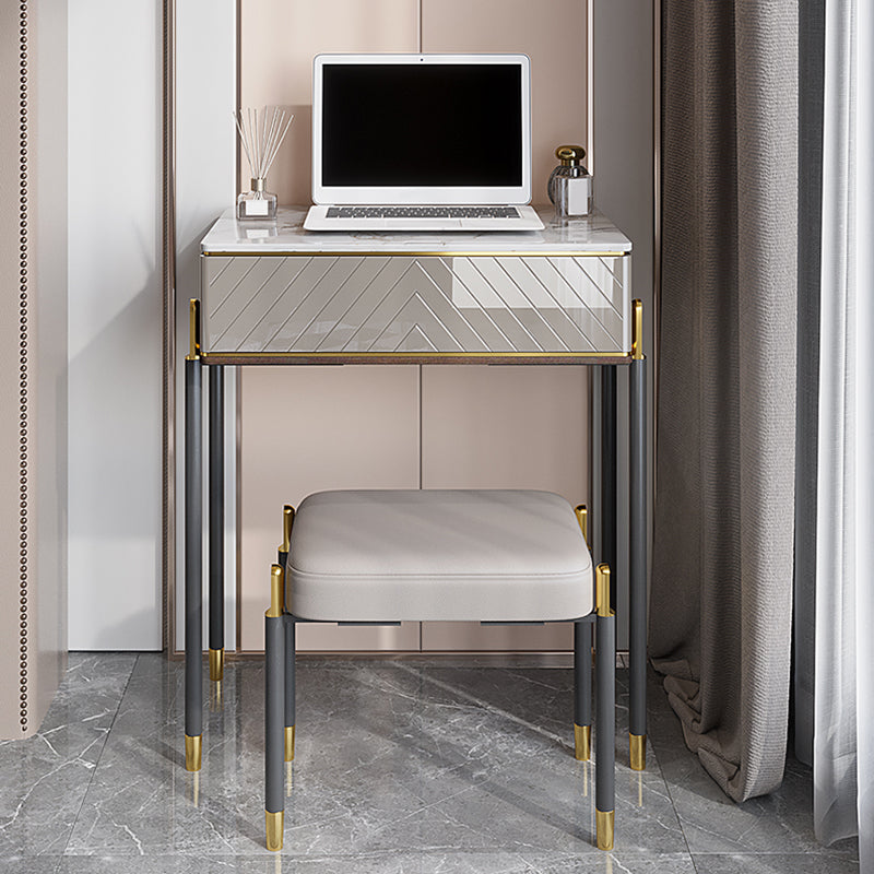 30" High Vanity Set with Stool 1-Drawer Stone Makeup Dressing Table