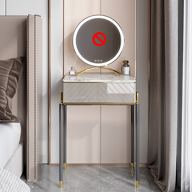 30" High Vanity Set with Stool 1-Drawer Stone Makeup Dressing Table