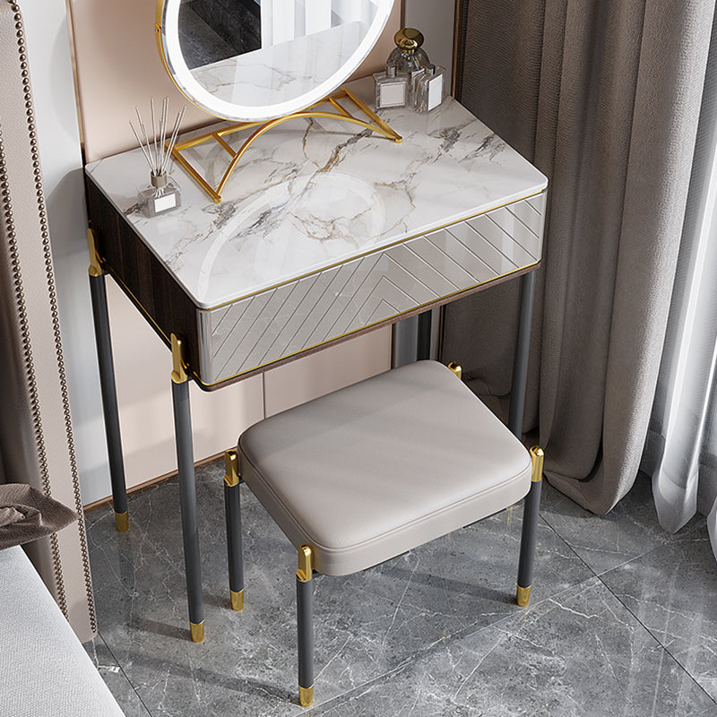 30" High Vanity Set with Stool 1-Drawer Stone Makeup Dressing Table