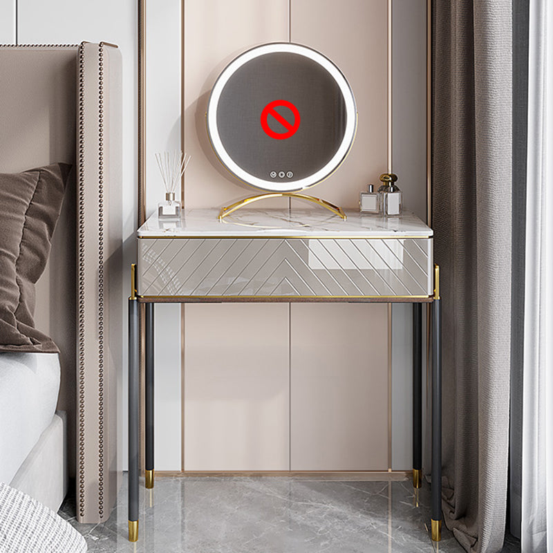 30" High Vanity Set with Stool 1-Drawer Stone Makeup Dressing Table