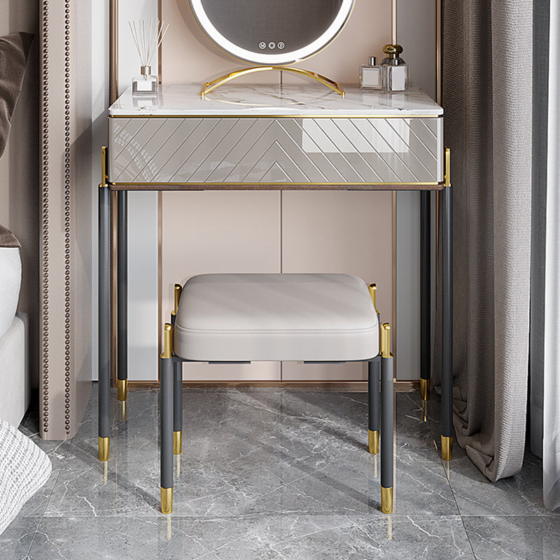 30" High Vanity Set with Stool 1-Drawer Stone Makeup Dressing Table