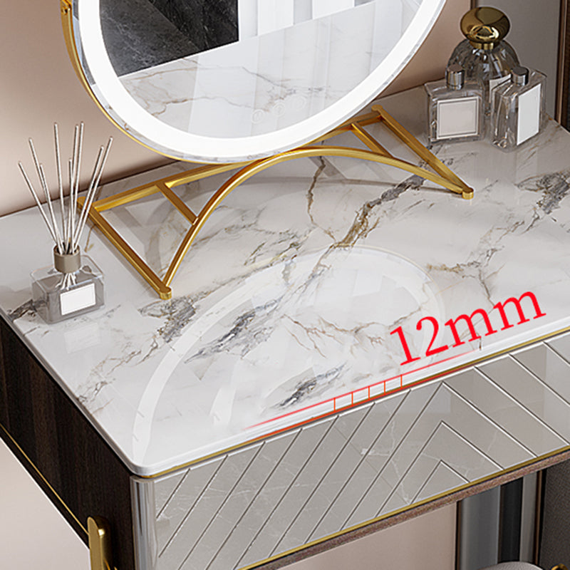 30" High Vanity Set with Stool 1-Drawer Stone Makeup Dressing Table