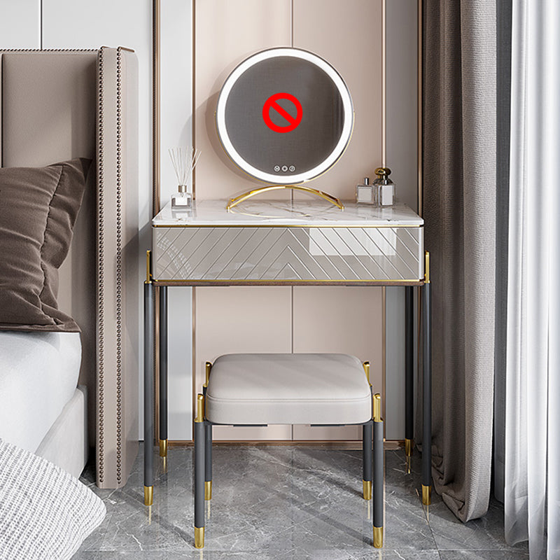 30" High Vanity Set with Stool 1-Drawer Stone Makeup Dressing Table