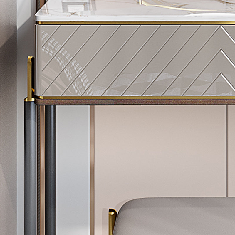 30" High Vanity Set with Stool 1-Drawer Stone Makeup Dressing Table