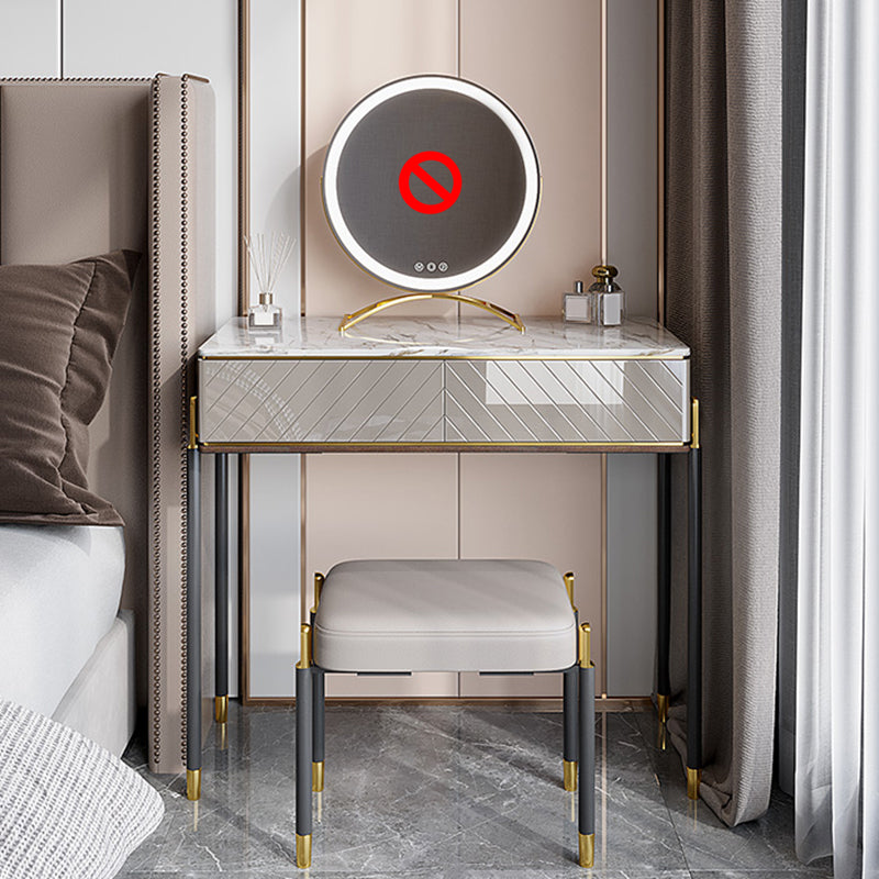 30" High Vanity Set with Stool 1-Drawer Stone Makeup Dressing Table