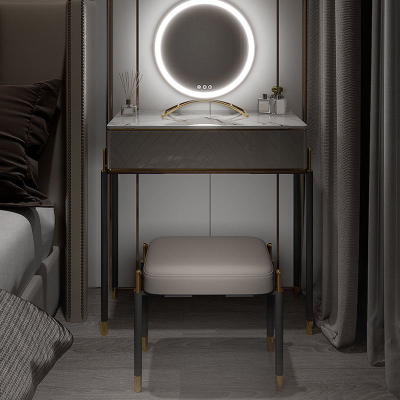 30" High Vanity Set with Stool 1-Drawer Stone Makeup Dressing Table