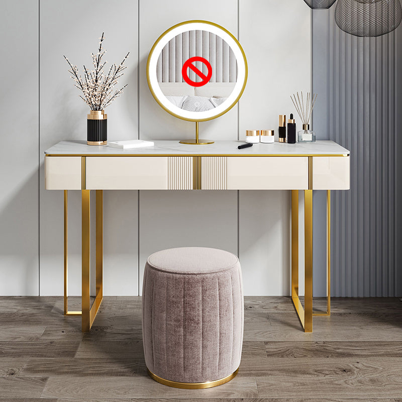 2-Drawer Vanity Makeup Table Set Vanity Stool in White - 29.53" H