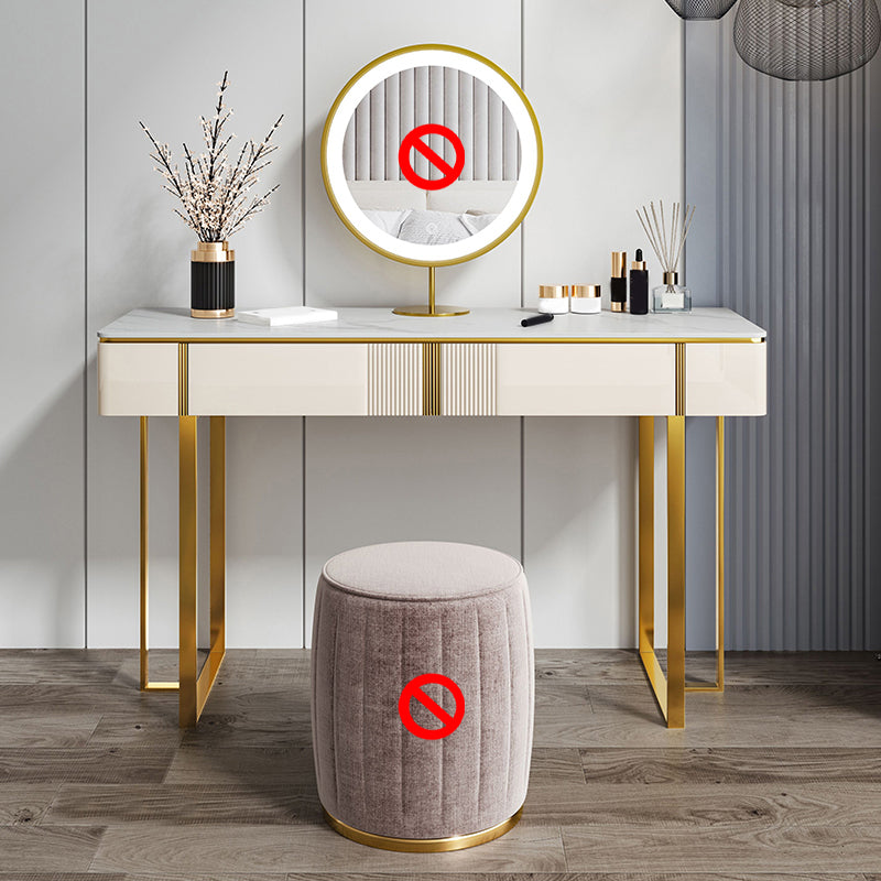 2-Drawer Vanity Makeup Table Set Vanity Stool in White - 29.53" H