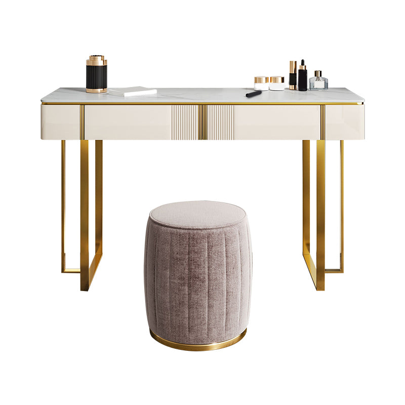 2-Drawer Vanity Makeup Table Set Vanity Stool in White - 29.53" H