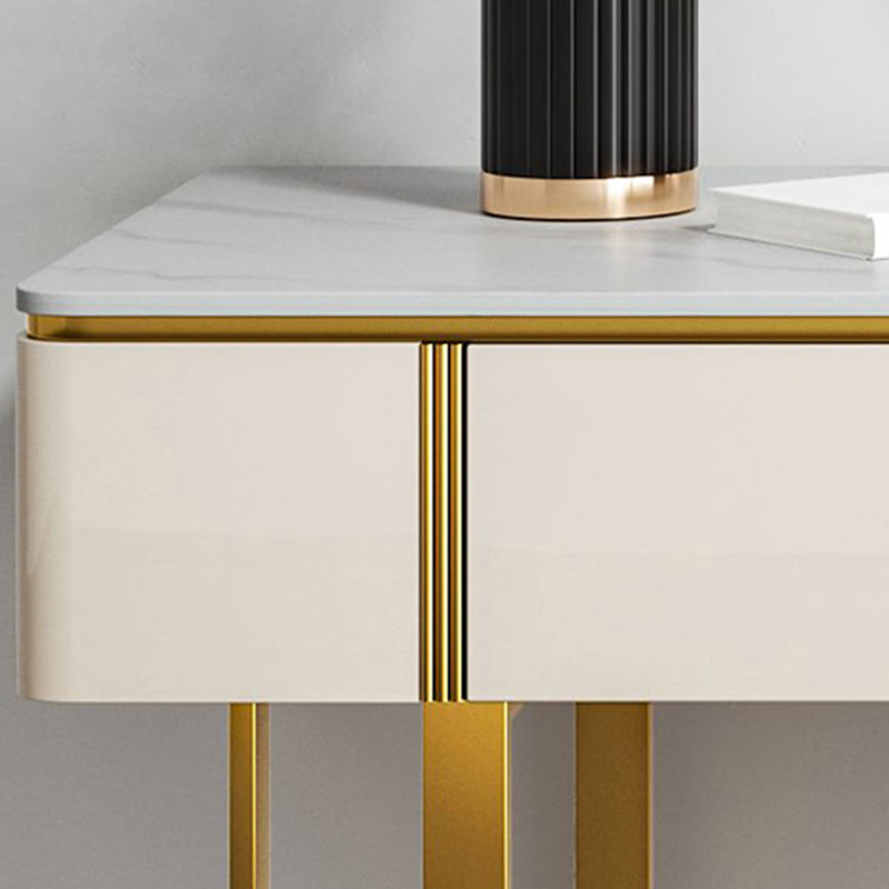 2-Drawer Vanity Makeup Table Set Vanity Stool in White - 29.53" H