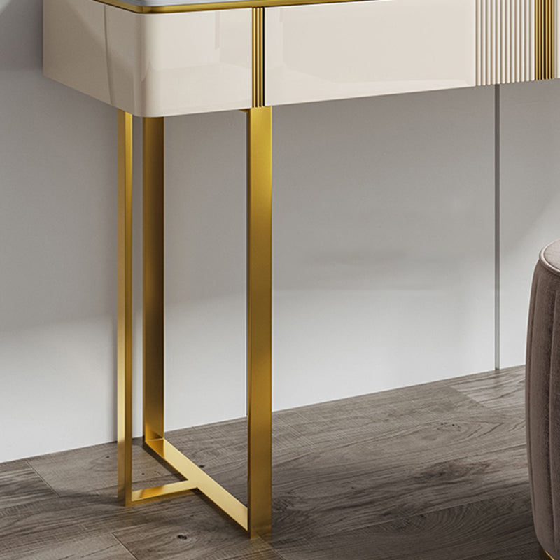 2-Drawer Vanity Makeup Table Set Vanity Stool in White - 29.53" H