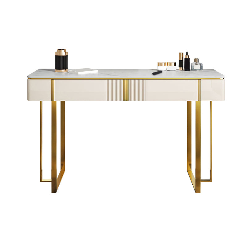 2-Drawer Vanity Makeup Table Set Vanity Stool in White - 29.53" H