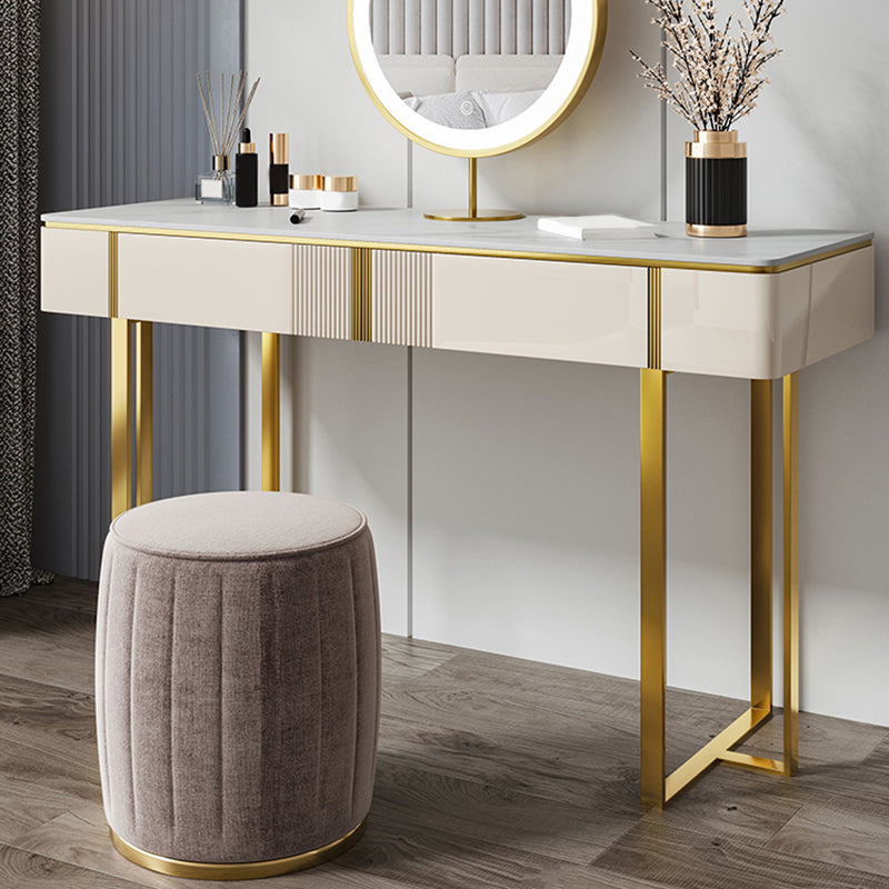 2-Drawer Vanity Makeup Table Set Vanity Stool in White - 29.53" H