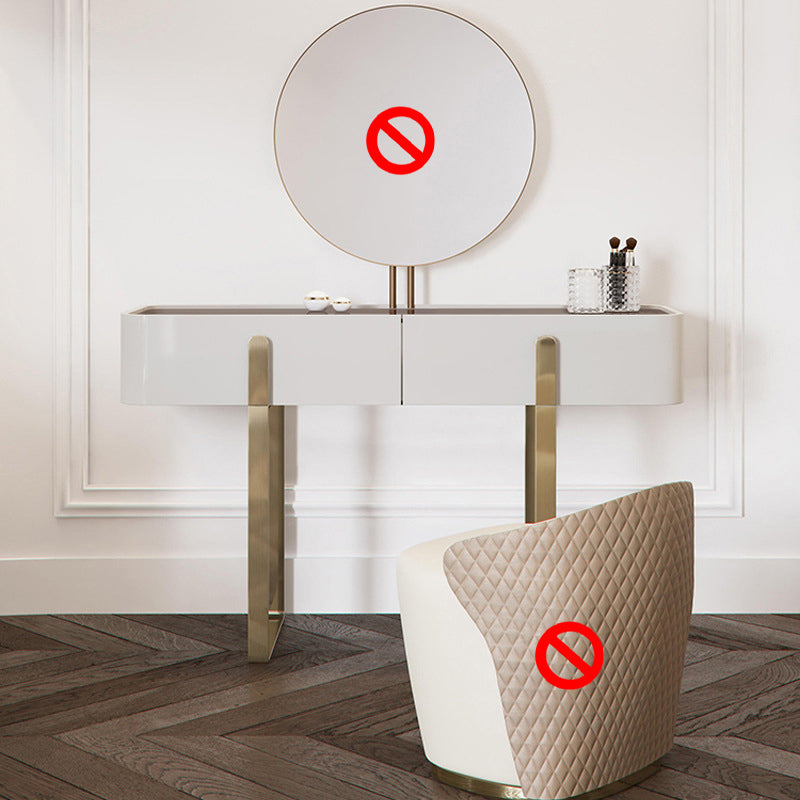 Brown Glass Top Vanity Table Glam Simple 29.53" H Dressing Table Set