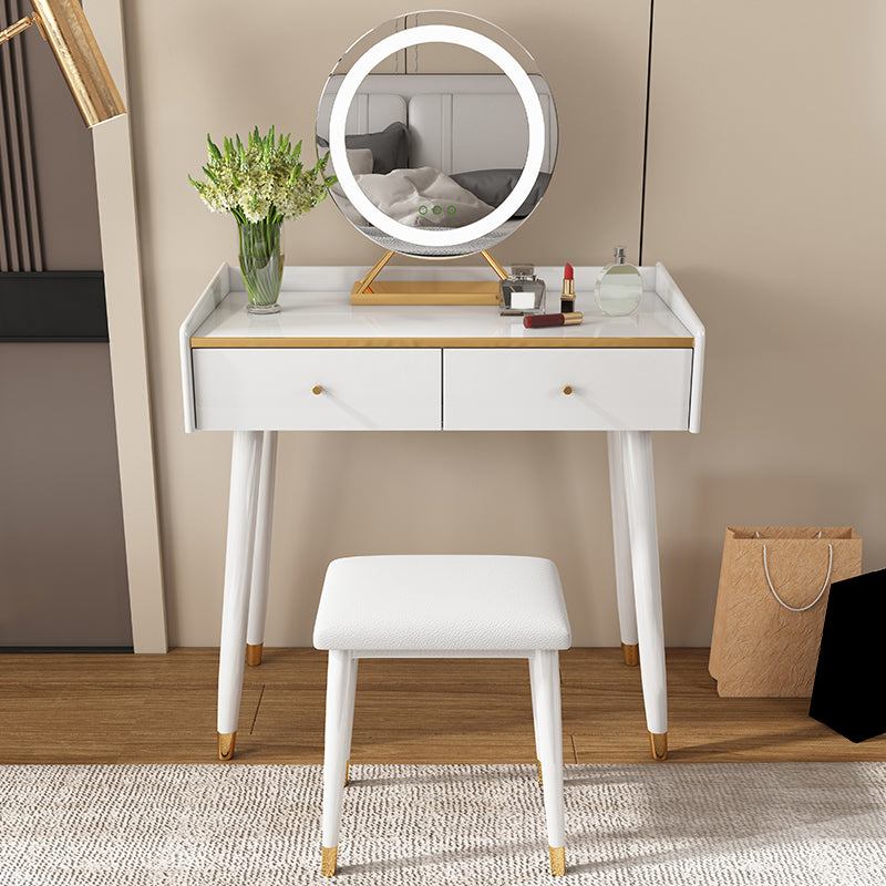 31.5" W Makeup Vanity Table Set in White with 2 Storage Drawers