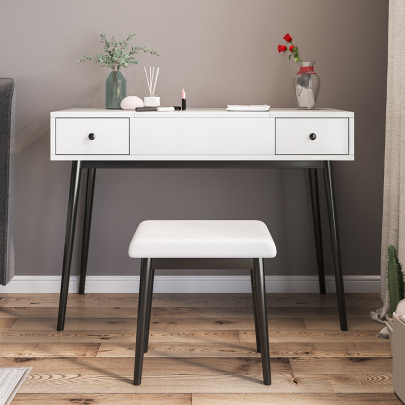 White Flip-Top Makeup Vanity Set Modern 29.53" H Dresser with Storage