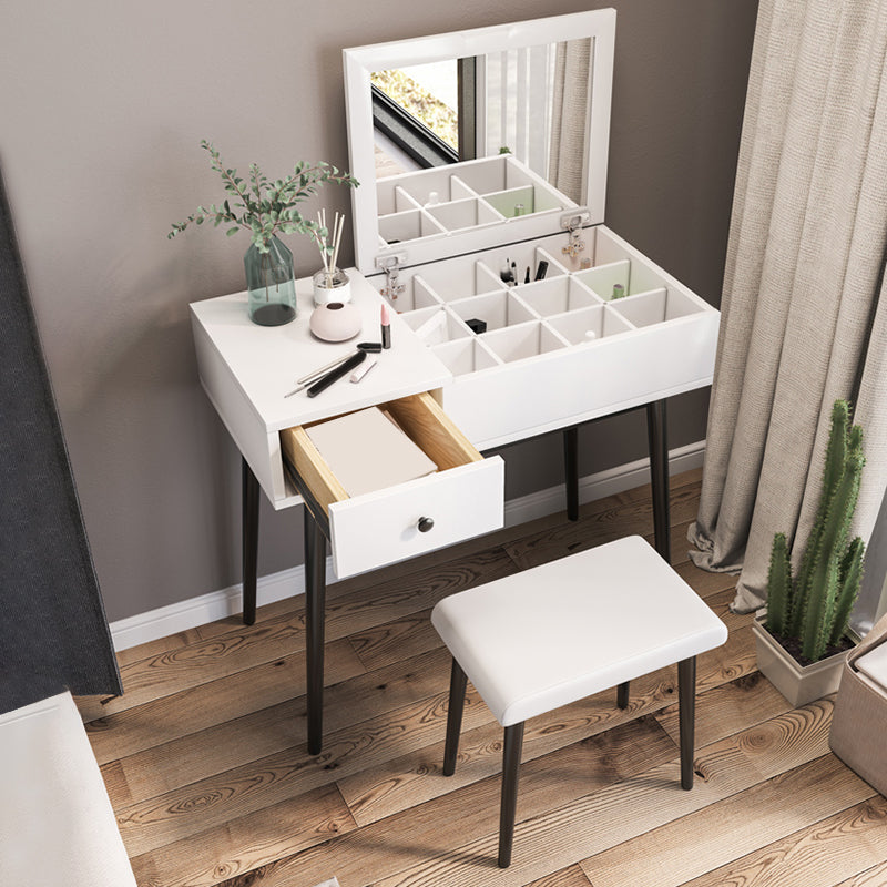 White Flip-Top Makeup Vanity Set Modern 29.53" H Dresser with Storage