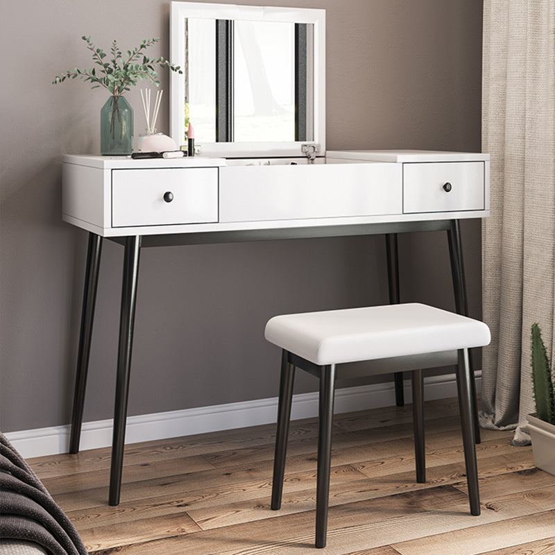 White Flip-Top Makeup Vanity Set Modern 29.53" H Dresser with Storage