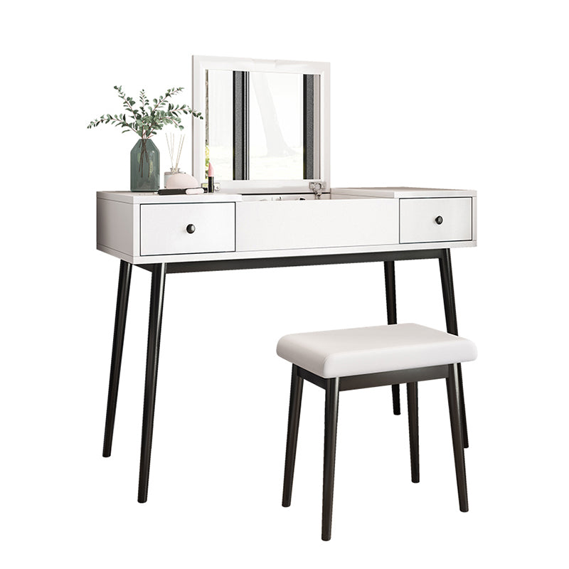 White Flip-Top Makeup Vanity Set Modern 29.53" H Dresser with Storage