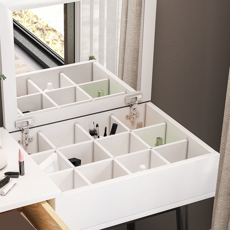 White Flip-Top Makeup Vanity Set Modern 29.53" H Dresser with Storage