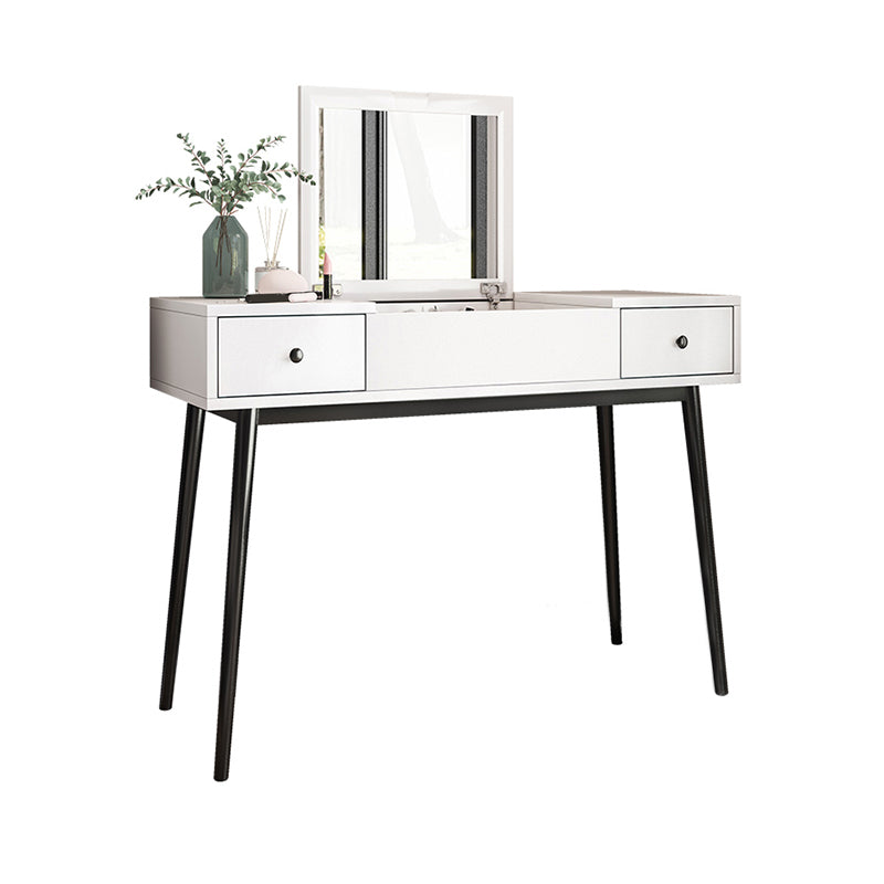 White Flip-Top Makeup Vanity Set Modern 29.53" H Dresser with Storage