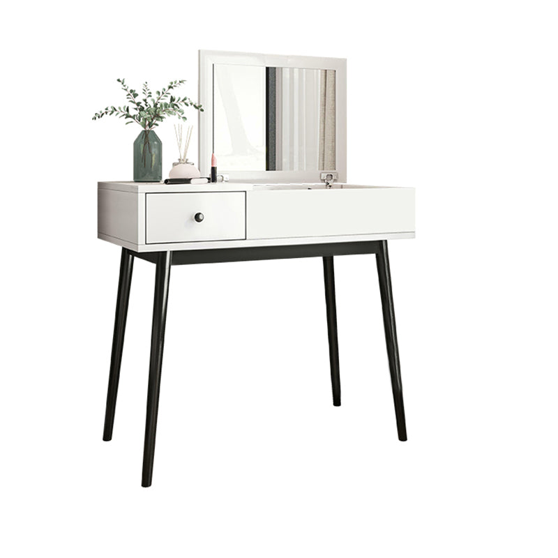 White Flip-Top Makeup Vanity Set Modern 29.53" H Dresser with Storage