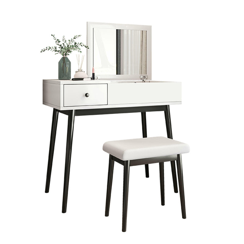 White Flip-Top Makeup Vanity Set Modern 29.53" H Dresser with Storage