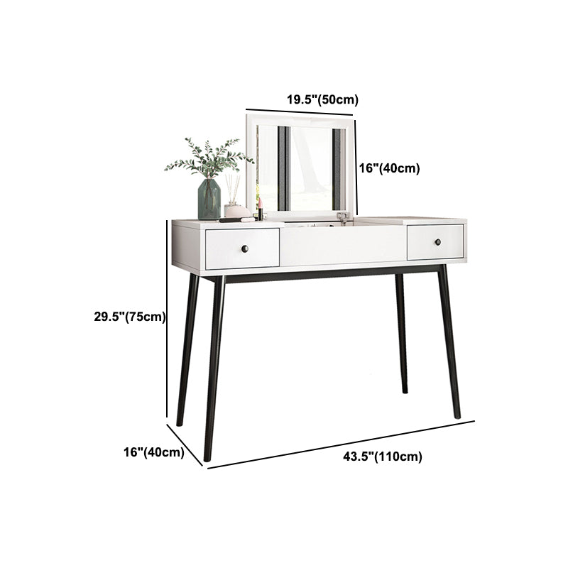 White Flip-Top Makeup Vanity Set Modern 29.53" H Dresser with Storage