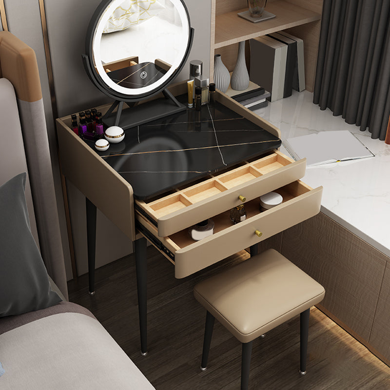 23.62" Wide Stone Vanity Table Modern Makeup Vanity Table Set with Storage Drawers